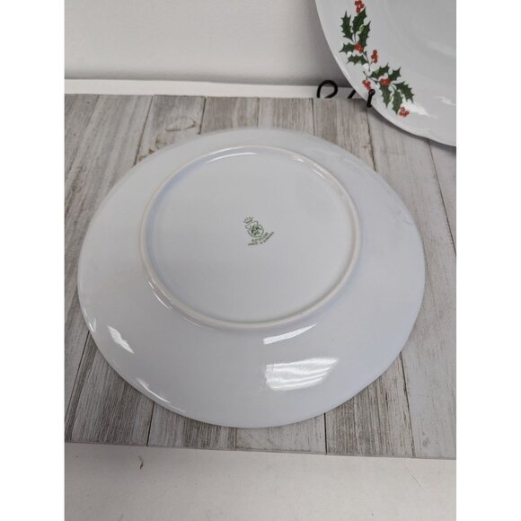 Apulum Romania Holly & Berries Dinner Plates Set of 2 - Picture 4 of 7